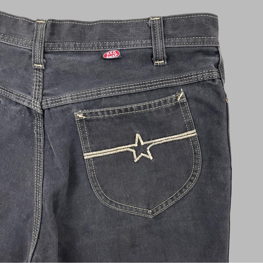 !SOLD! RED SNAP Vintage Black Dark Grey Star Pocket High Waisted Skater Jeans - Picture 10 of 12